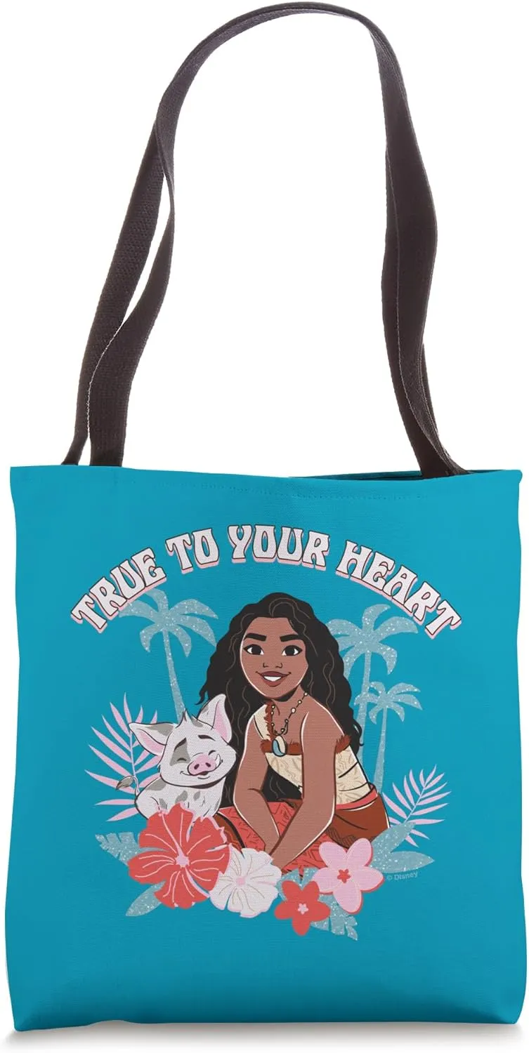 Disney Moana 2 True To Your Heart Pua Moana Tropical Logo Tote Bag