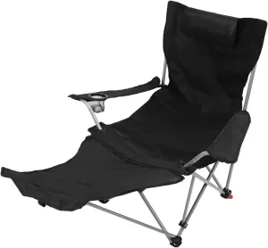 Diydeg Reclining Camping Chair, 900D Oxford Fabric Outdoor Folding Reclining Lounge Chair Steel Tubes 4 Adjustable Positions Detachable Footrest Portable Chair with Cup Holder Storage