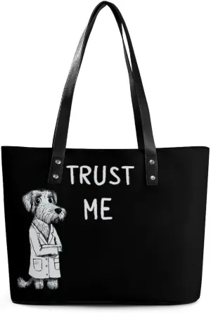 Dog Doctor Trust Me Women's Tote Shoulder Bag Handbag Top Handle Leather 29 * 34 * 14cm