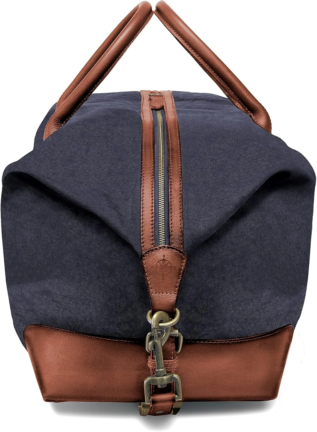 DRAKENSBERG Weekender 'David' (M) - travel duffle, carryall and gym bag in vintage retro design, large, ladies, men, sustainably handmade, canvas, leather, 45L, navy-blue, DR00156-M