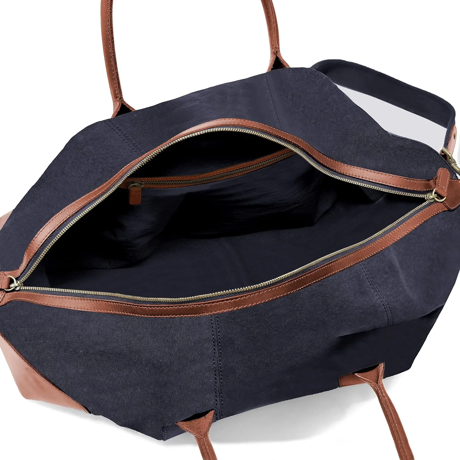 DRAKENSBERG Weekender 'David' (M) - travel duffle, carryall and gym bag in vintage retro design, large, ladies, men, sustainably handmade, canvas, leather, 45L, navy-blue, DR00156-M