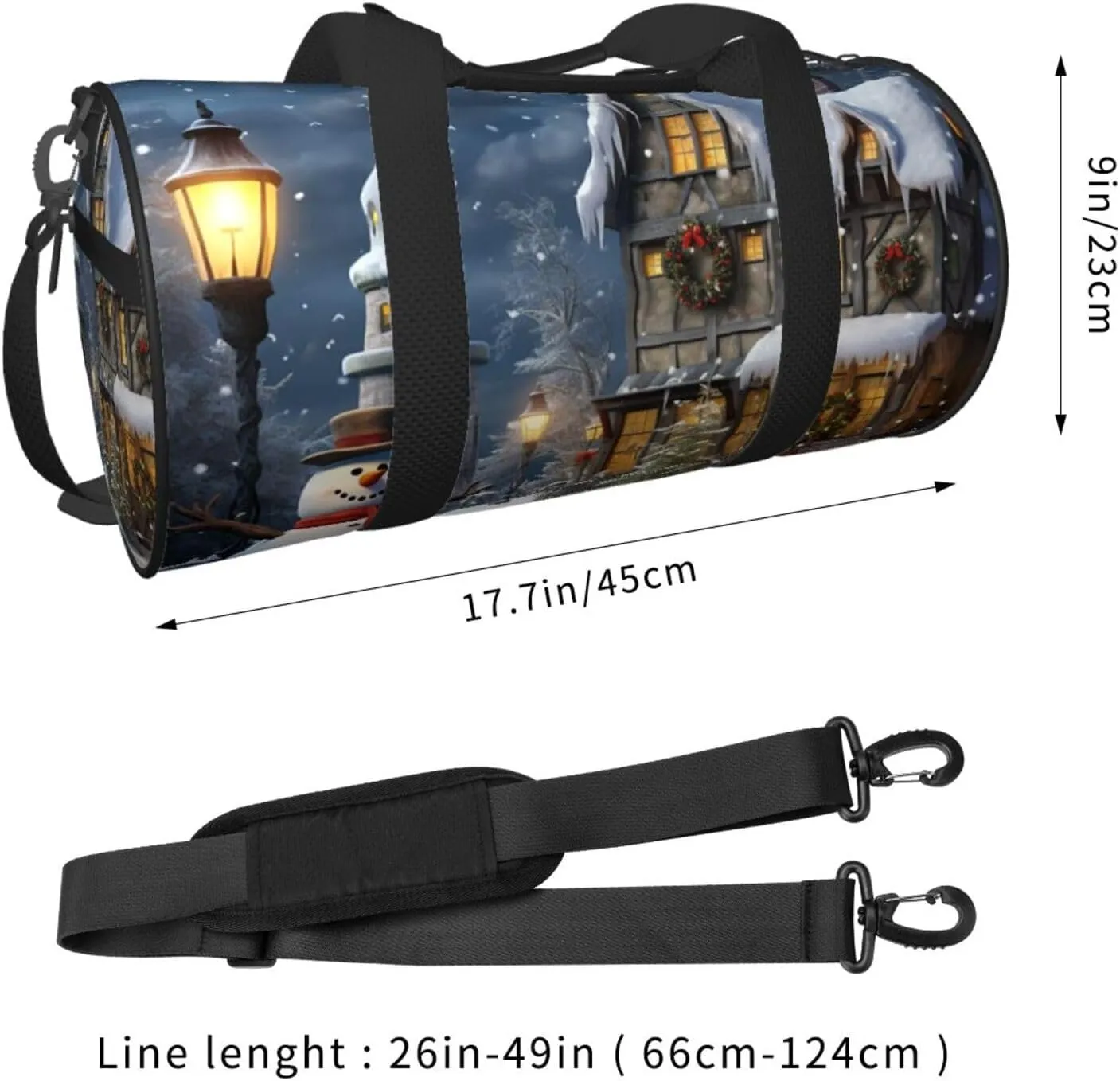 Duffel Bag for Men Women Small Gym Bag Christmas Snowmen and Houses Travel Duffel Bag Waterproof Overnight Bag for Sports Workout