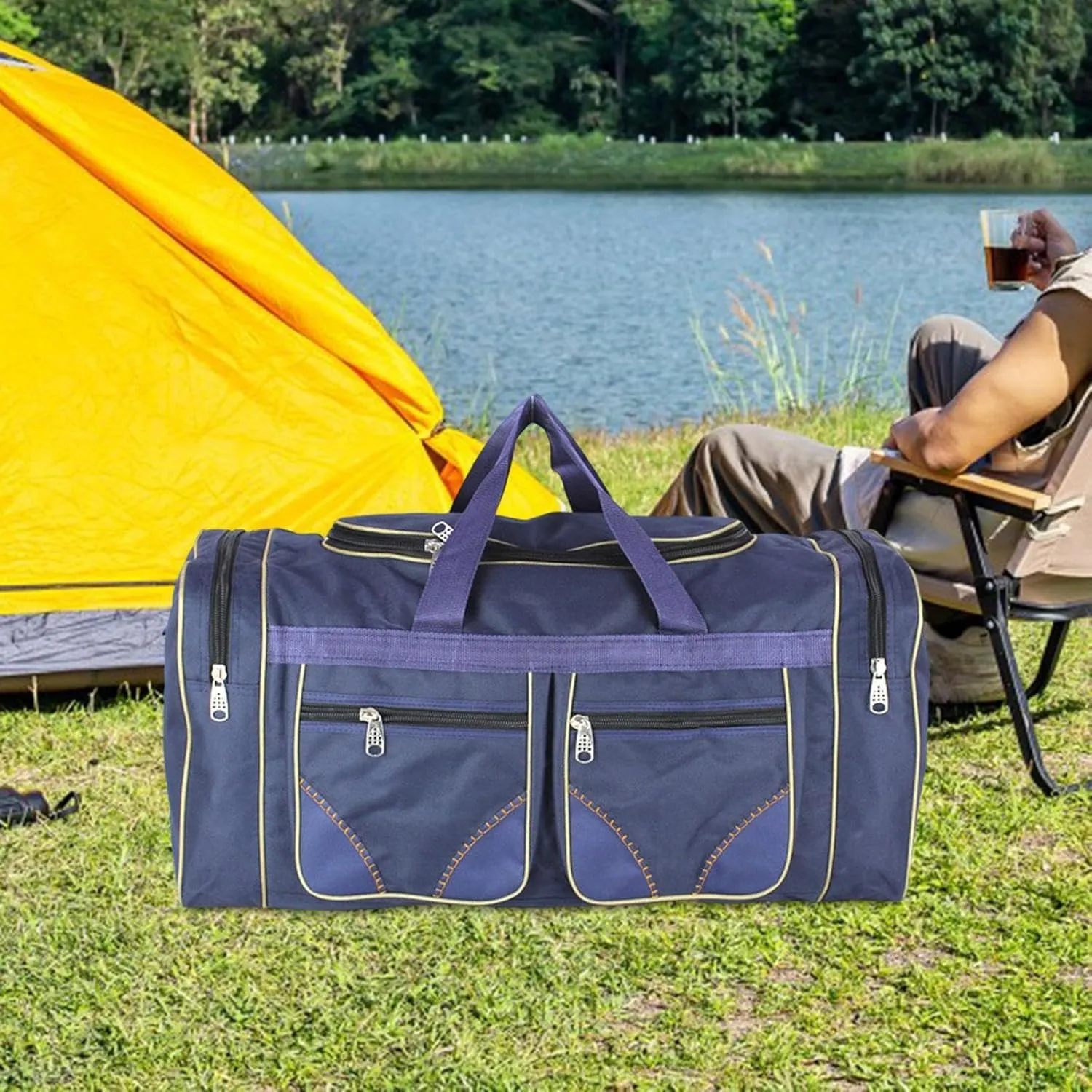 Duffel Tote Bag for Outdoor Exploration, Dark Blue