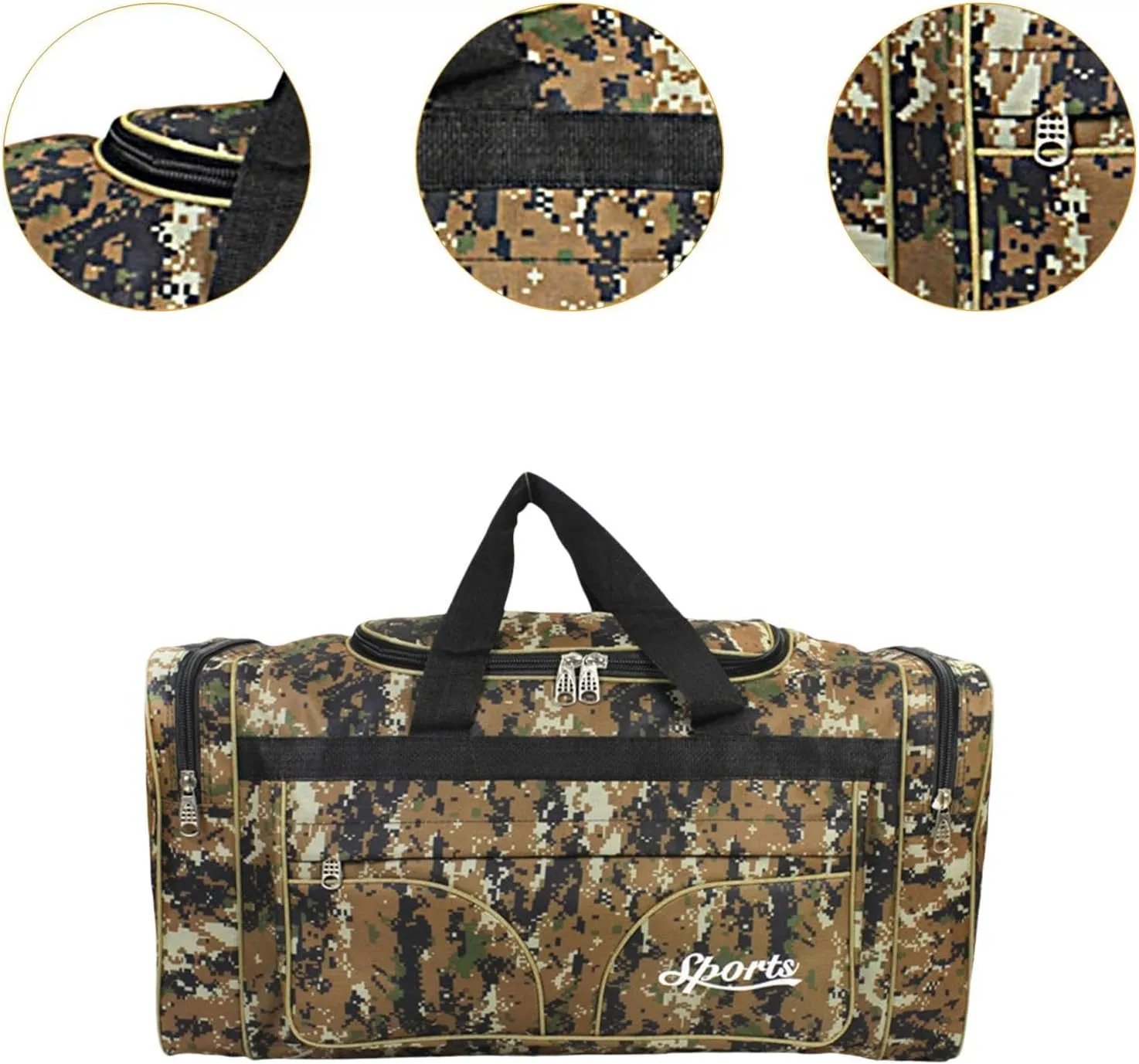 Duffel Tote Bag for Outdoor Exploration, Yellow Pattern