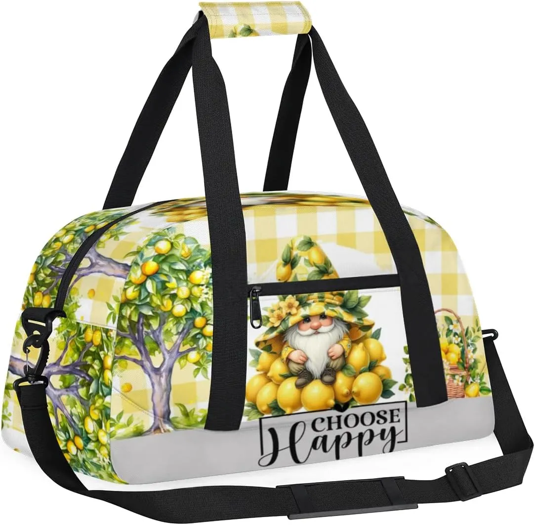 Duffle Bag Dwarf Lemon Tree Flower PersonalizedGym Bag Travel Bag Luggage Bag Waterproof Lightweight Sports for Dance Gymnastics Cheers Soccer Wrestling Hospital, for Weekender Overnight
