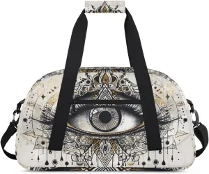 Duffle Bag Evil Eye Vintage Gym Bag Travel Bag Luggage Bag Waterproof Lightweight Sports for Dance Gymnastics Cheers Soccer Wrestling Hospital, for Weekender Overnight