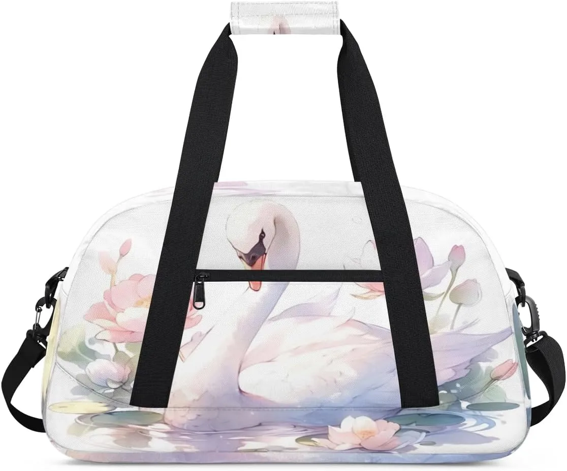Duffle Bag Goose Lotus Gym Bag Travel Bag Luggage Bag Waterproof Lightweight Sports for Dance Gymnastics Cheers Soccer Wrestling Hospital, for Weekender Overnight