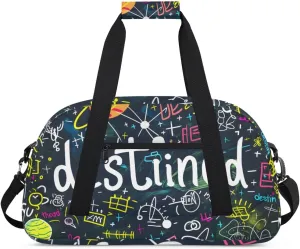 Duffle Bag Letters Cartoon Universe Formula Gym Bag Travel Bag Luggage Bag Waterproof Lightweight Sports for Dance Gymnastics Cheers Soccer Wrestling Hospital, for Weekender Overnight