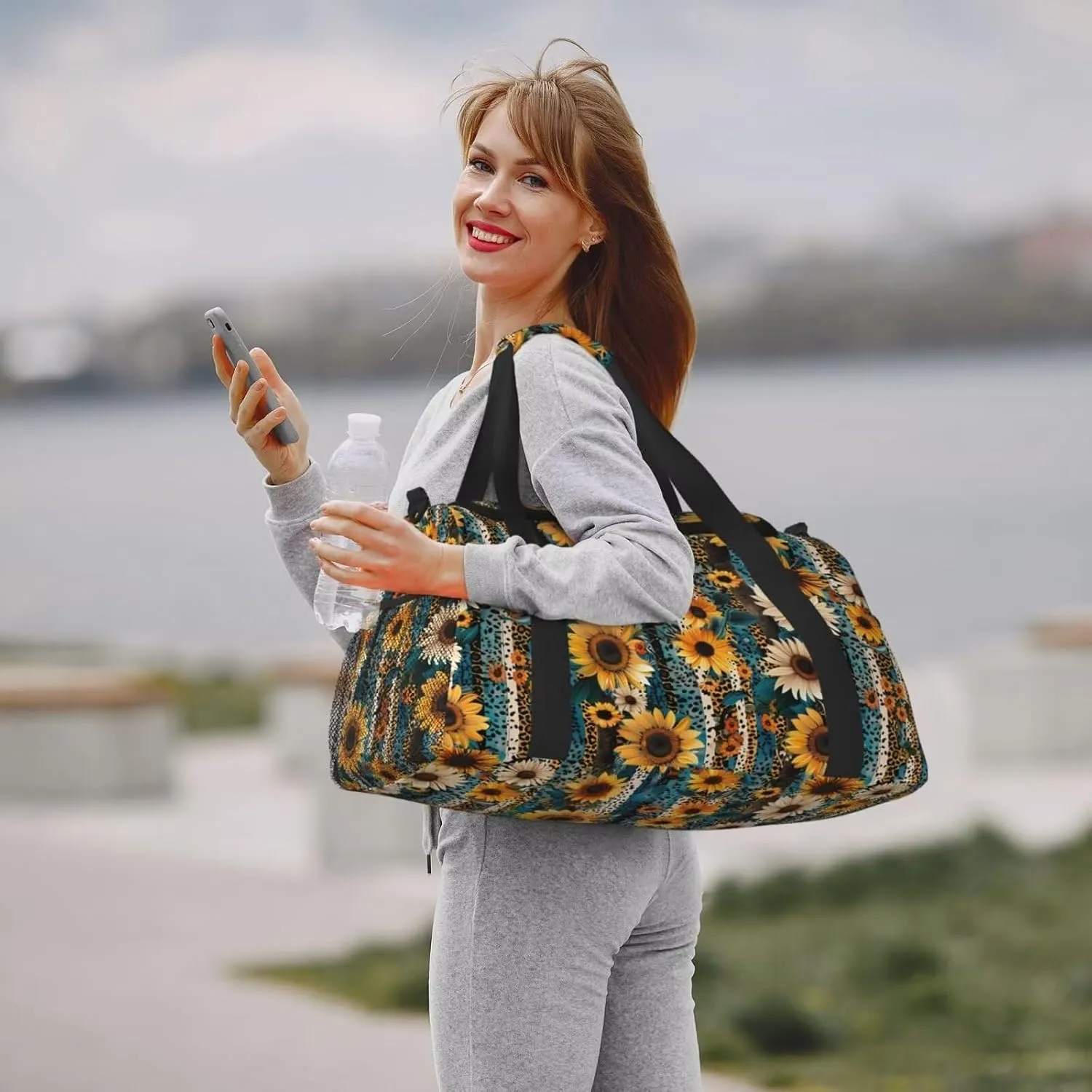 Duffle Bag Lightweight for Overnight Travel Leopard Sunflower Small Gym Bag Carry On Bag Stripe Aztec Overnight Luggage Bag Yellow Flower Floral Tote Bag Workout Dance Bag