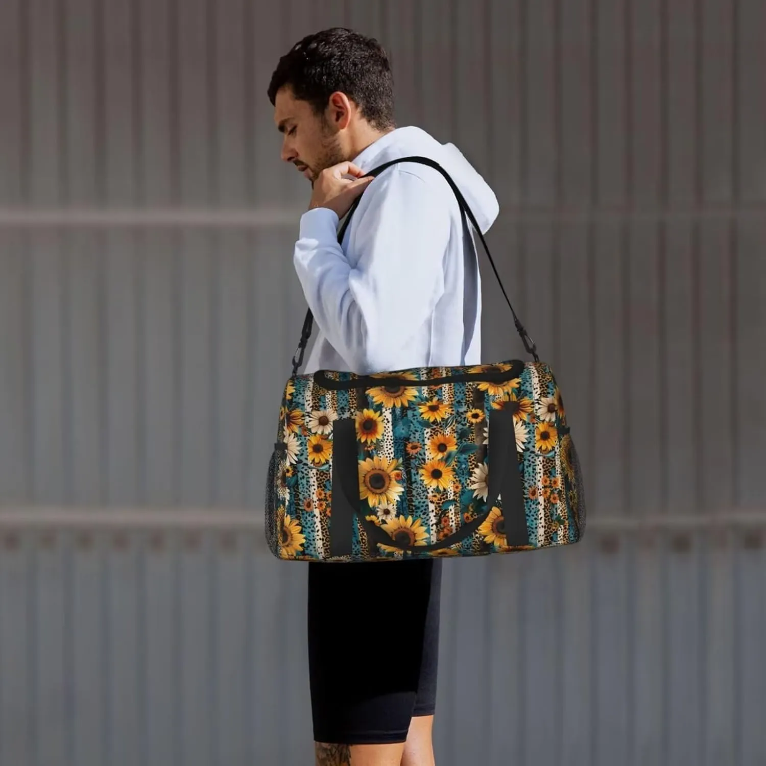 Duffle Bag Lightweight for Overnight Travel Leopard Sunflower Small Gym Bag Carry On Bag Stripe Aztec Overnight Luggage Bag Yellow Flower Floral Tote Bag Workout Dance Bag