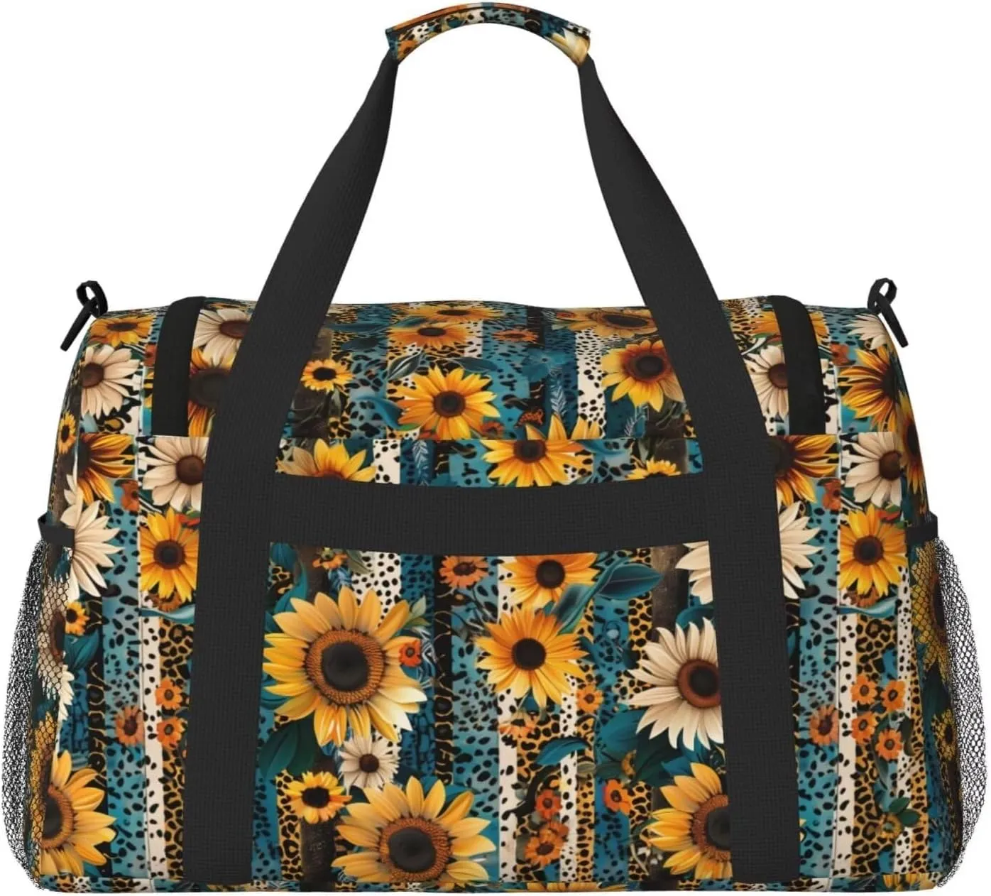 Duffle Bag Lightweight for Overnight Travel Leopard Sunflower Small Gym Bag Carry On Bag Stripe Aztec Overnight Luggage Bag Yellow Flower Floral Tote Bag Workout Dance Bag