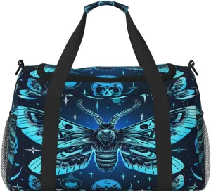 Duffle Bag Mystical Gothic Skull Butterfly Travel Duffel Bags for Men Women with Adjustable Strap Carry on Gym Bag Overnight Weekender Bag