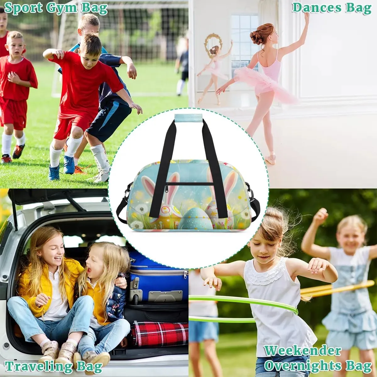 Duffle Bag Sky Flower Egg Easter Gym Bag Travel Bag Luggage Bag Waterproof Lightweight Sports for Dance Gymnastics Cheers Soccer Wrestling Hospital, for Weekender Overnight
