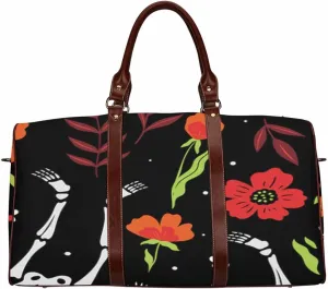 Duffle Bag Women Skull Bones And Flower Personal Item Travel Bag With Compartment, Overnight Travel Duffel Bag With Toiletry Bag(Type-5,18.62"x 8.5"x 9.65")