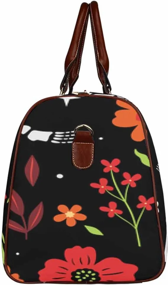 Duffle Bag Women Skull Bones And Flower Personal Item Travel Bag With Compartment, Overnight Travel Duffel Bag With Toiletry Bag(Type-5,18.62"x 8.5"x 9.65")