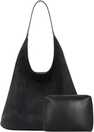 Dyalsa Suede Hobo Bag for Women, Suede Tote Purse Vintage Top Handle Bag, Fashion Retro Shoulder Bag Work Leather Bag