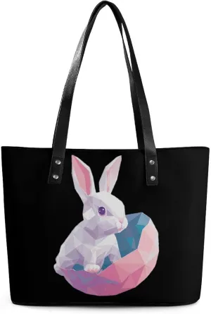 Easter Bunnies Women's Tote Shoulder Bag Handbag Top Handle Leather 29 * 34 * 14cm