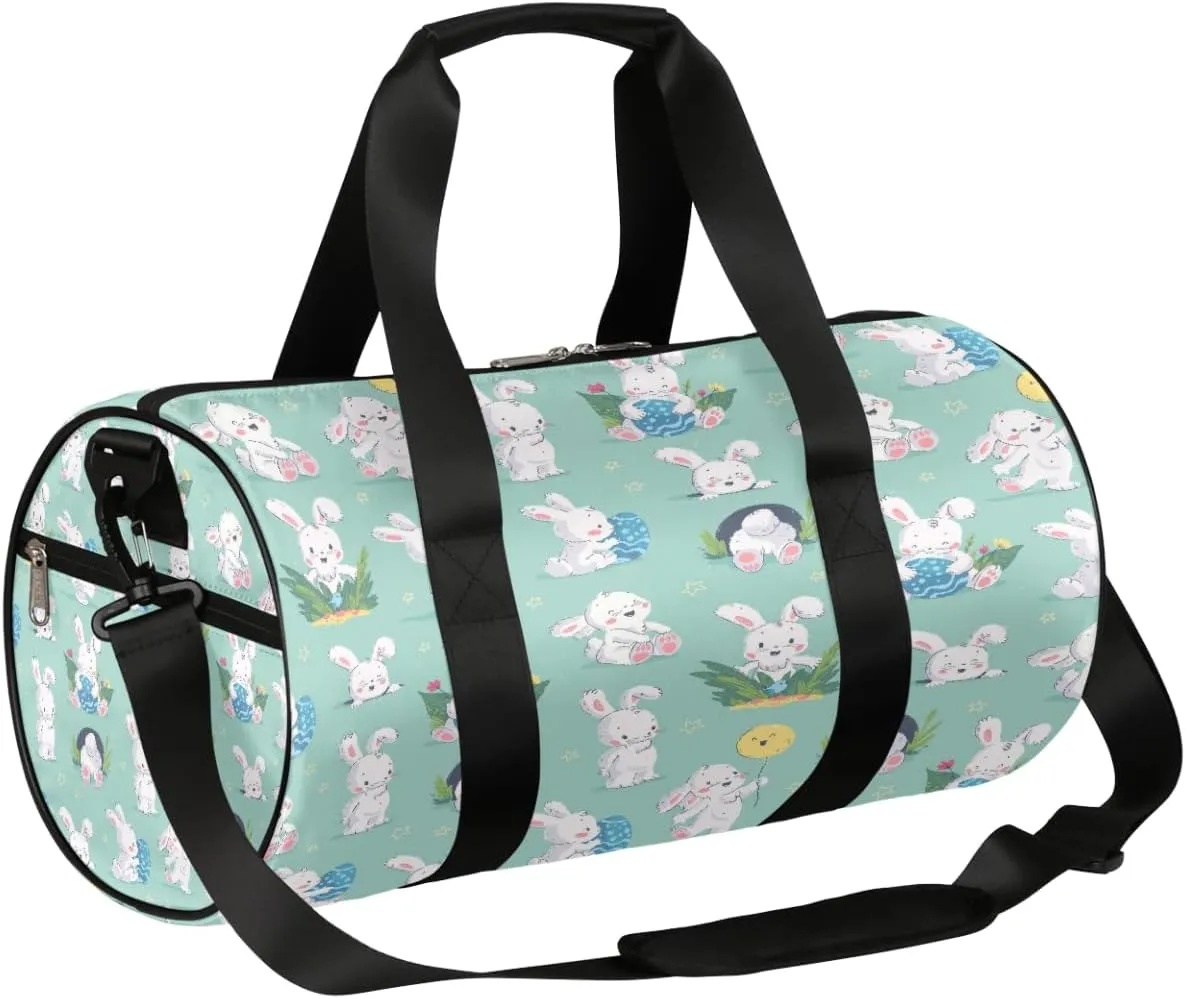 Easter Bunny Eggs Sports Gym Bag Duffel Bags Workout Lightweight Shoulder Weekender Bag Travel Duffel Bag for Men Women(Cartoon Rabbit)