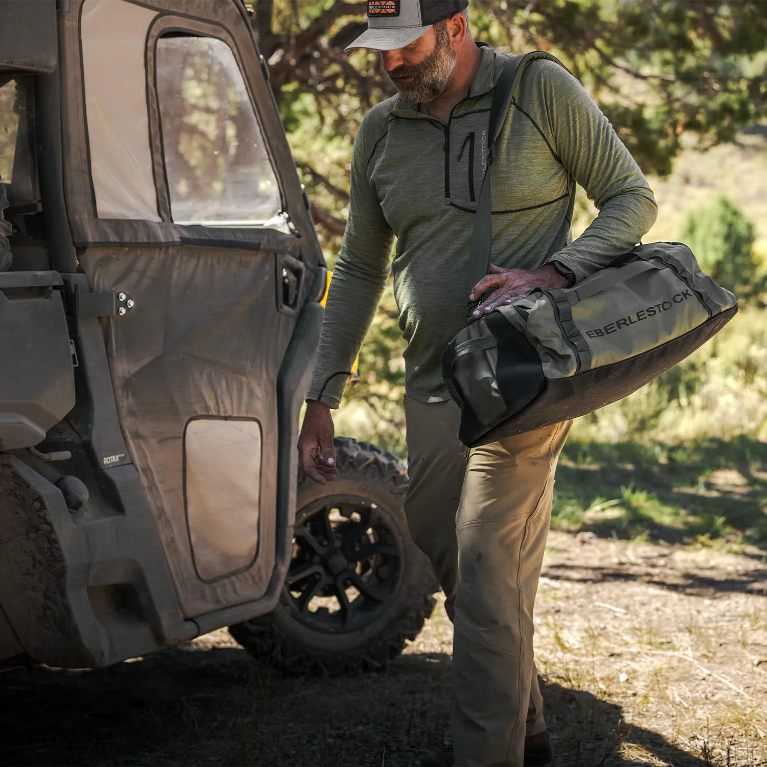 Eberlestock Hyllus Duffel Bag for Men - Durable, Water-Resistant, Small Men's Duffle Bag with Zipper Pockets, Ideal for Travel & Gym, Tactical Gear Bag, Hunting, Fishing, Camping - Black, 65L