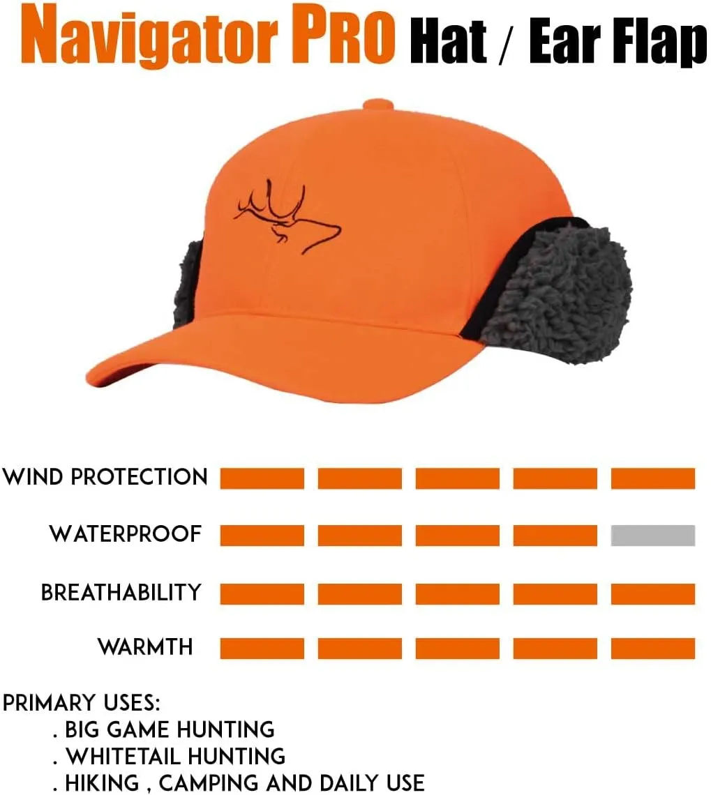 EDTREK Windproof and Waterproof Winter Hat with Sherpa Lined Ear Flap - Ultra Performance Blaze Orange and Camo Hunting Hat