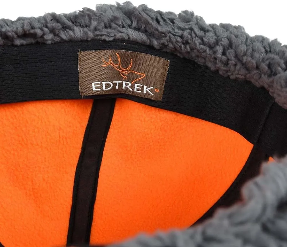 EDTREK Windproof and Waterproof Winter Hat with Sherpa Lined Ear Flap - Ultra Performance Blaze Orange and Camo Hunting Hat