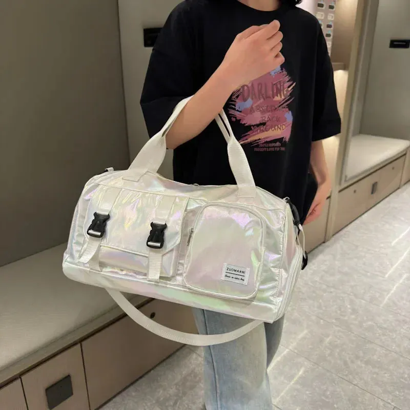 Effortless Weekends Holographic Glamour Duffel with Shoe Compartment