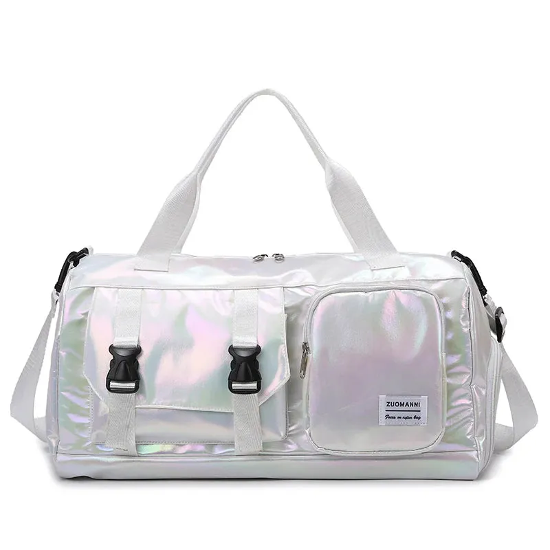 Effortless Weekends Holographic Glamour Duffel with Shoe Compartment