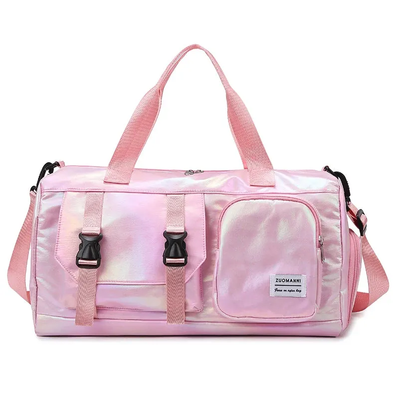 Effortless Weekends Holographic Glamour Duffel with Shoe Compartment