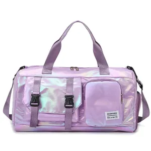 Effortless Weekends Holographic Glamour Duffel with Shoe Compartment