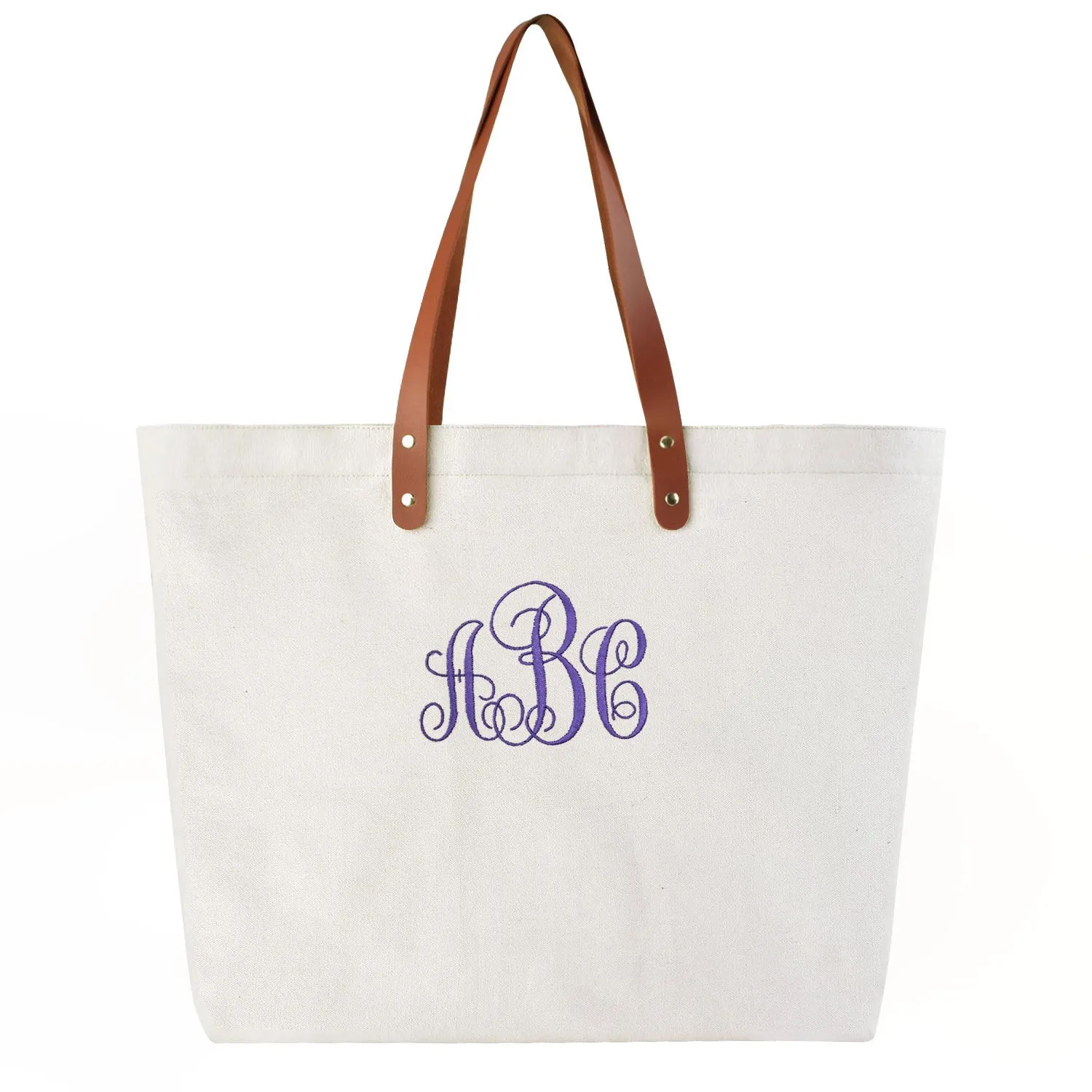 ELEGANTPARK PERSONALIZED Custom Gift Tote Monogram Initial Fancy Embroidery Shoulder Bag with Interior Zip Pocket Canvas