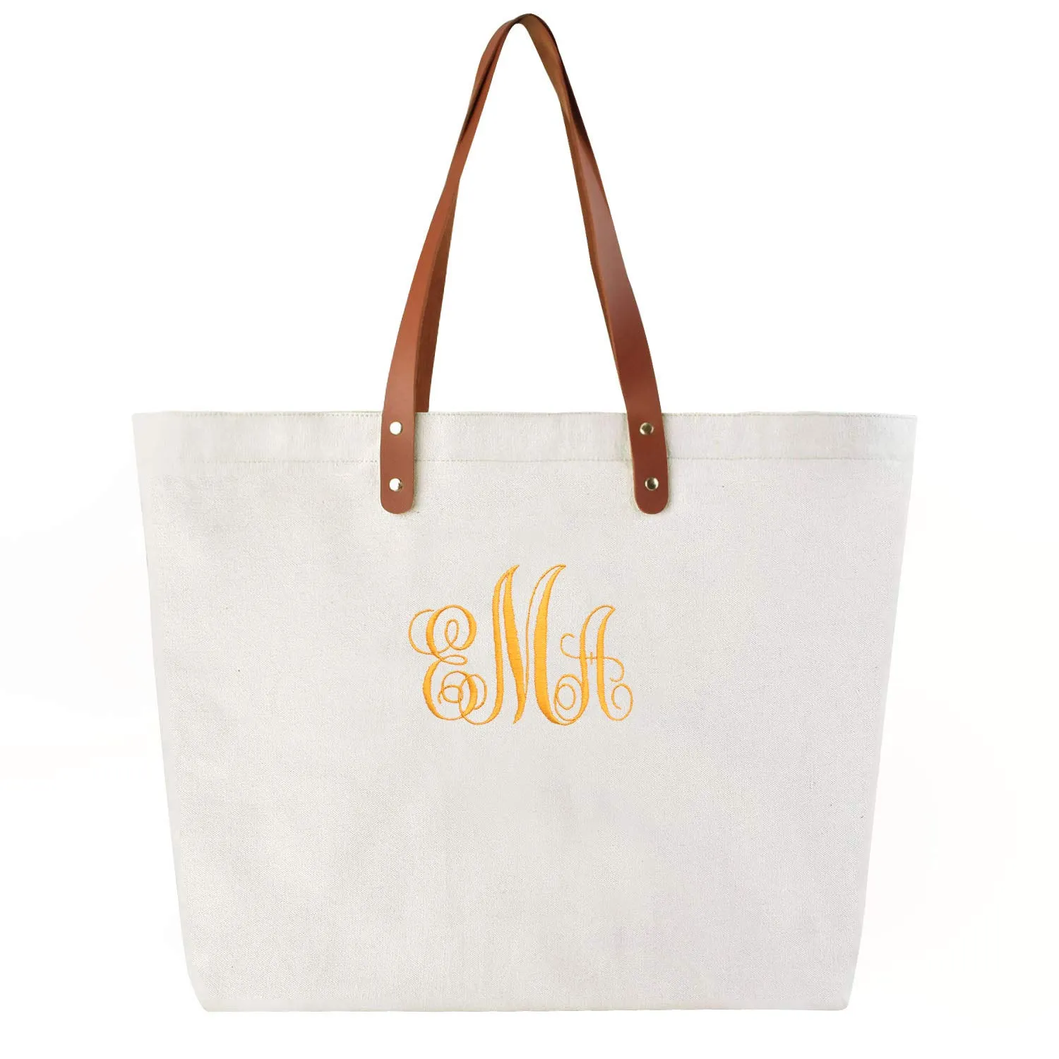 ELEGANTPARK PERSONALIZED Custom Gift Tote Monogram Initial Fancy Embroidery Shoulder Bag with Interior Zip Pocket Canvas