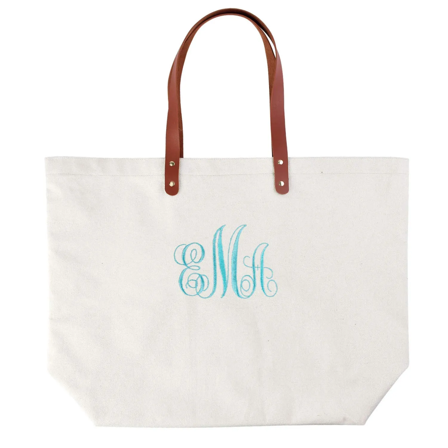 ELEGANTPARK PERSONALIZED Custom Gift Tote Monogram Initial Fancy Embroidery Shoulder Bag with Interior Zip Pocket Canvas