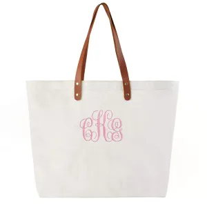 ELEGANTPARK PERSONALIZED Custom Gift Tote Monogram Initial Fancy Embroidery Shoulder Bag with Interior Zip Pocket Canvas