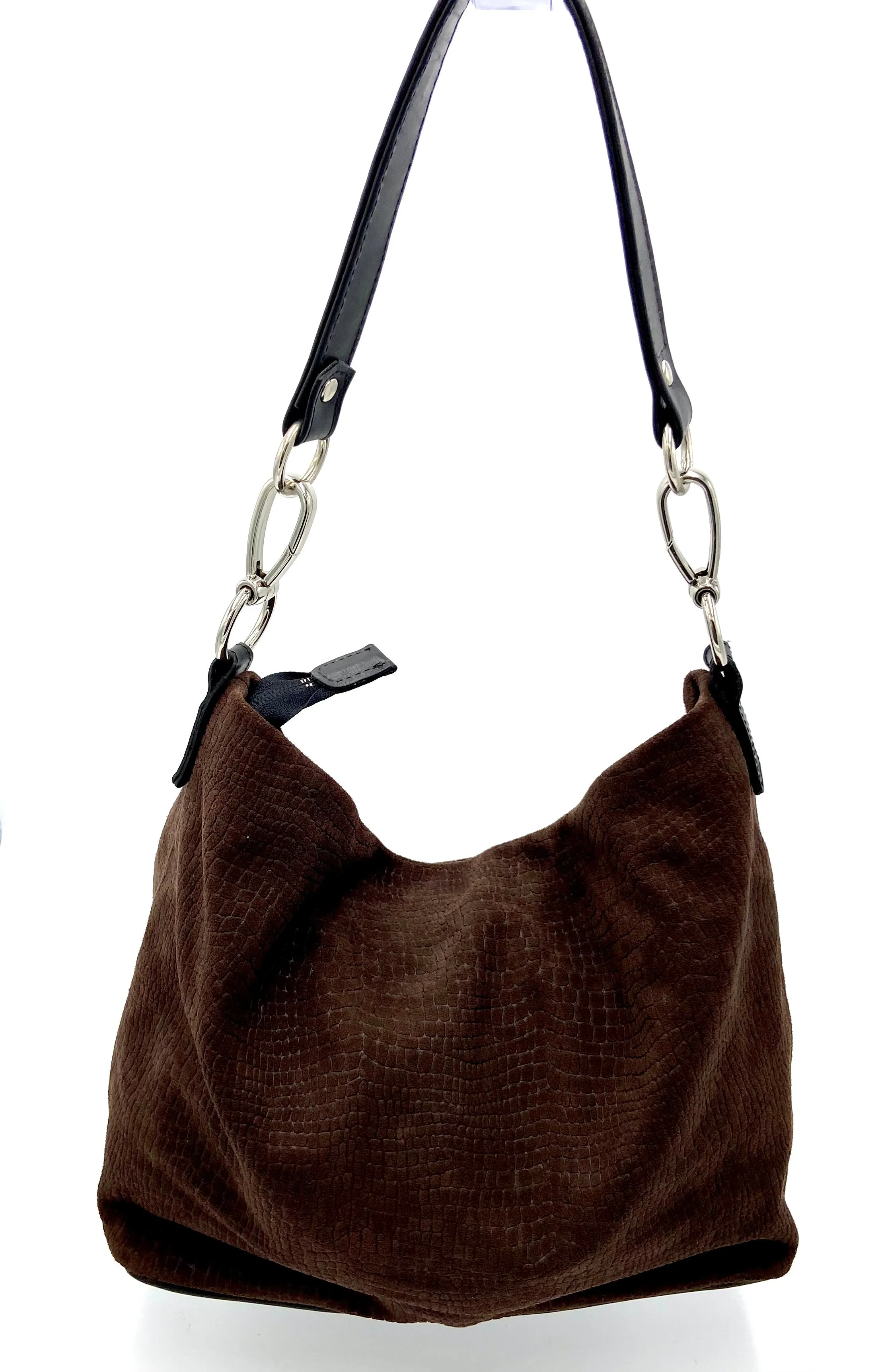 Emily Suede Hobo Bag - Chocolate Brown