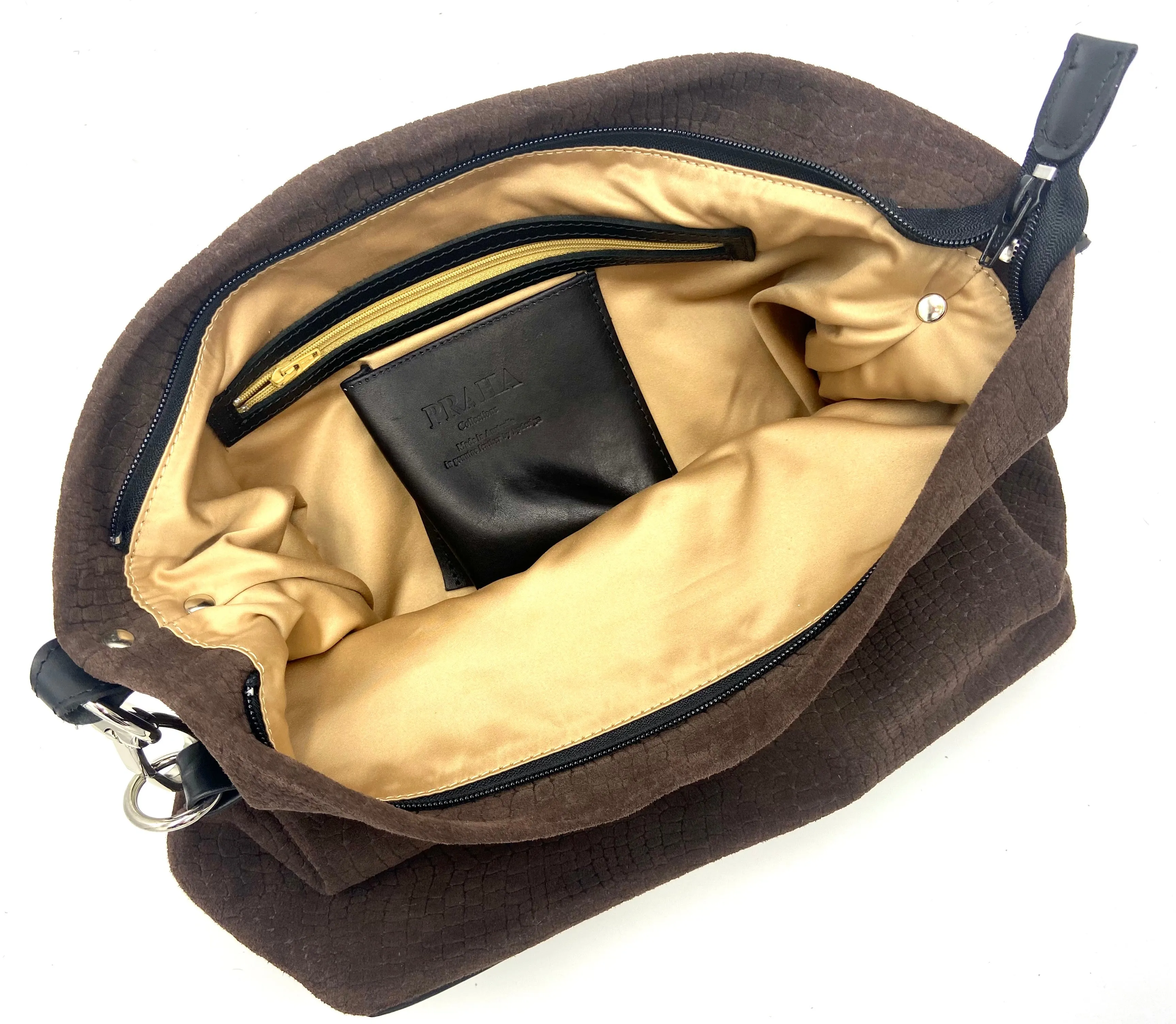 Emily Suede Hobo Bag - Chocolate Brown