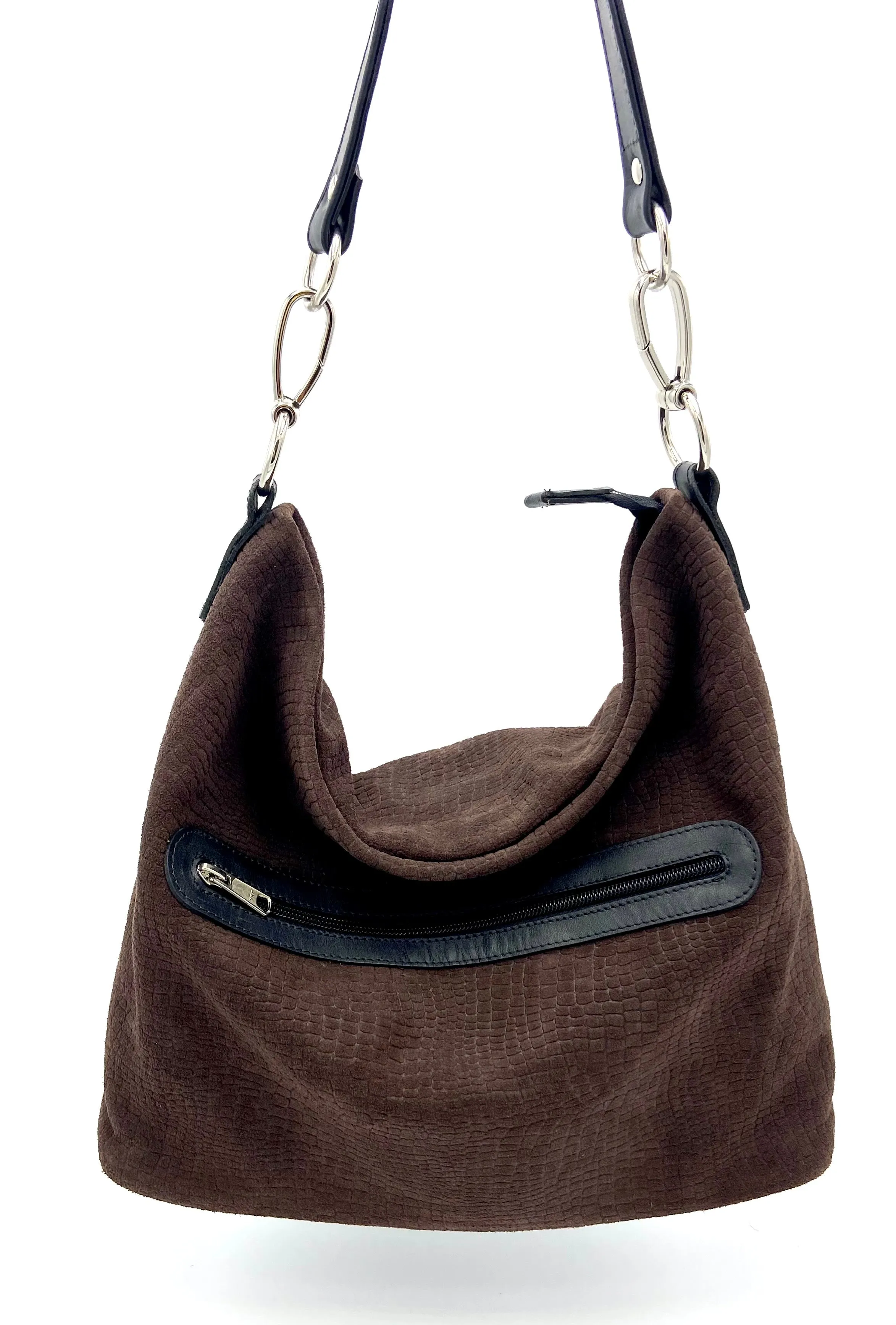 Emily Suede Hobo Bag - Chocolate Brown