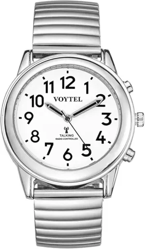 English Talking Men's Watch for Elderly, Low Vision or Visually Impaired, Loud Sound, Large Numbers, Bold Hands, Stainless Steel Expandable Strap