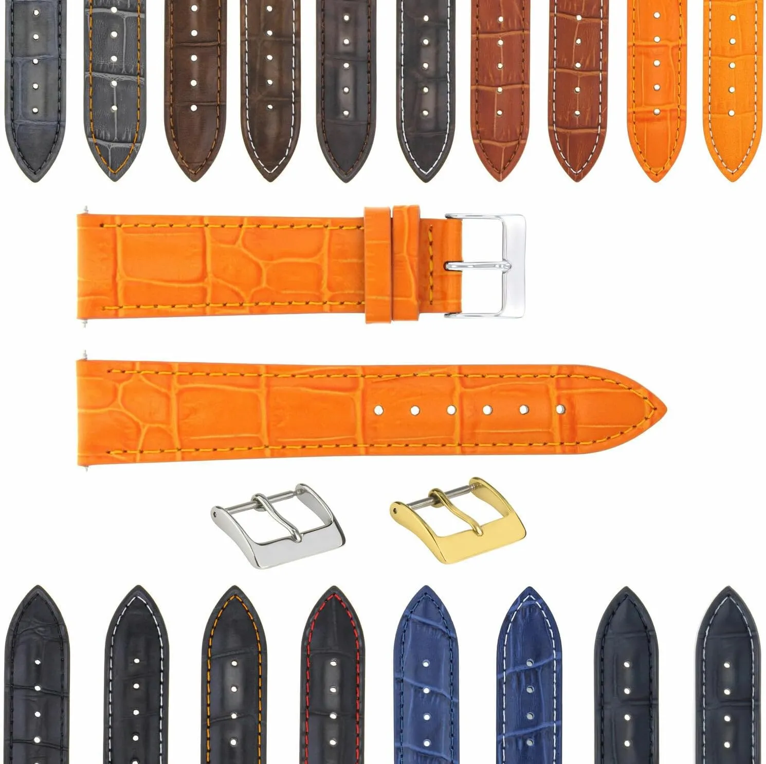 Ewatchparts 17-24mm Leather Watch Band Strap With Deployment Clasp Compatible With Bulova Watch 3B