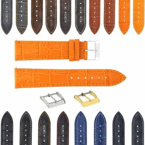 Ewatchparts 17-24mm Leather Watch Band Strap With Deployment Clasp Compatible With Bulova Watch 3B