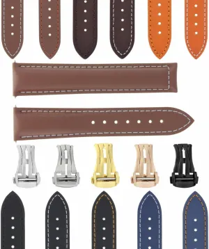 Ewatchparts 18-24mm Leather Watch Band Strap 41mm Compatible With Omega Seamaster 300 Or Planet Ocean