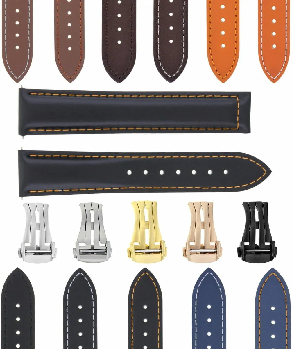 Ewatchparts 18-24mm Leather Watch Band Strap 41mm Compatible With Omega Seamaster 300 Or Planet Ocean