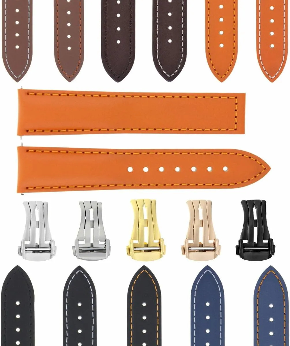 Ewatchparts 18-24mm Leather Watch Band Strap 41mm Compatible With Omega Seamaster 300 Or Planet Ocean