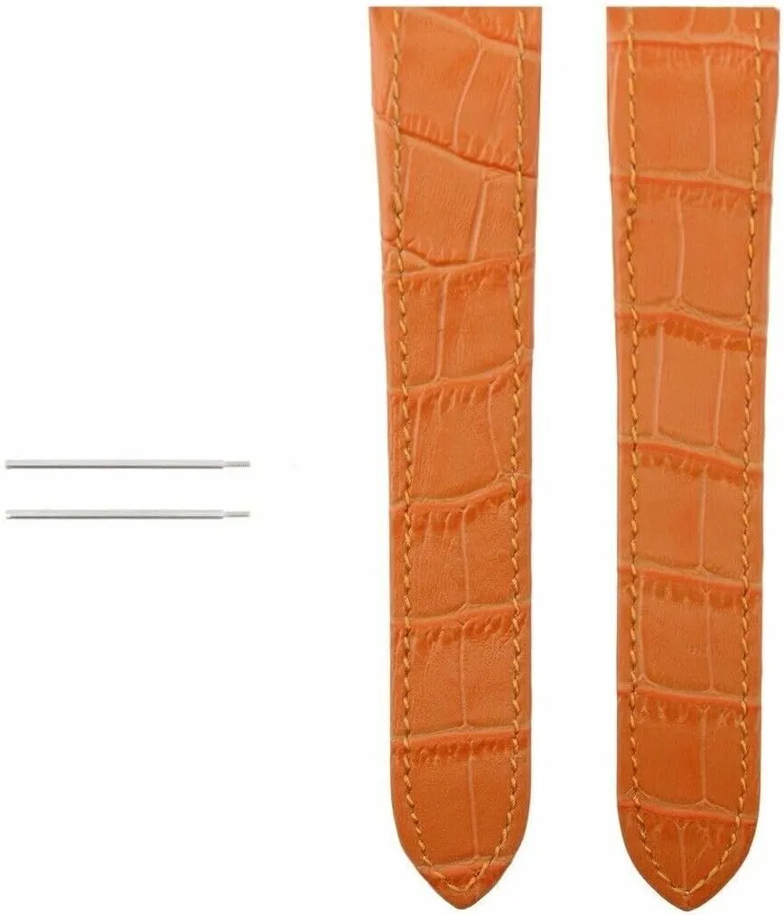 Ewatchparts 20mm Leather Watch Band Strap Compatible With 32mm Cartier Santos 100 Orange Includes Screw