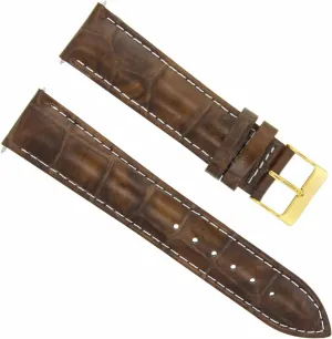 Ewatchparts 20mm Leather Watch Band Strap Compatible With Jaeger Lecoultre Watch Light Brown With White Stitching With Gold Deployment Clasp