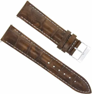 Ewatchparts 20mm Leather Watch Band Strap Compatible With Raymond Weil Tango 5590 Light Brown With White Stitching