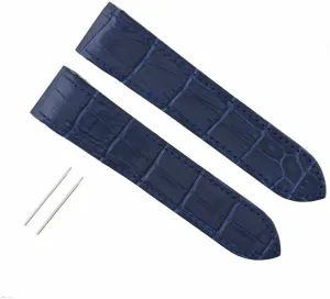 Ewatchparts 23mm Leather Watch Band Strap Compatible With Cartier 38mm Santos 100 XL Blue Includes Screw