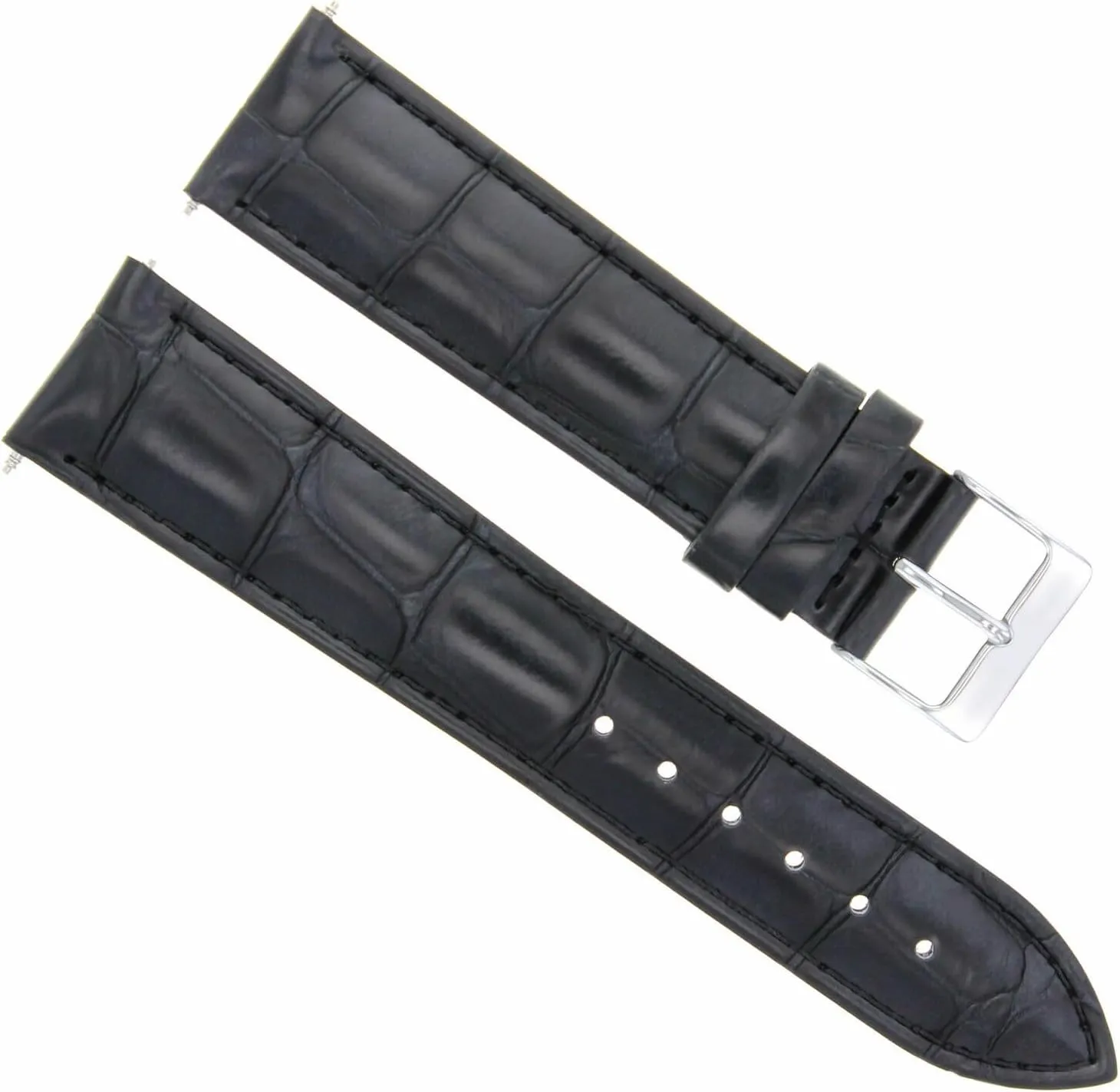 Ewatchparts Leather Watch Band Strap Compatible With IWC Pilot Portuguese Watch 19mm/18mm Black