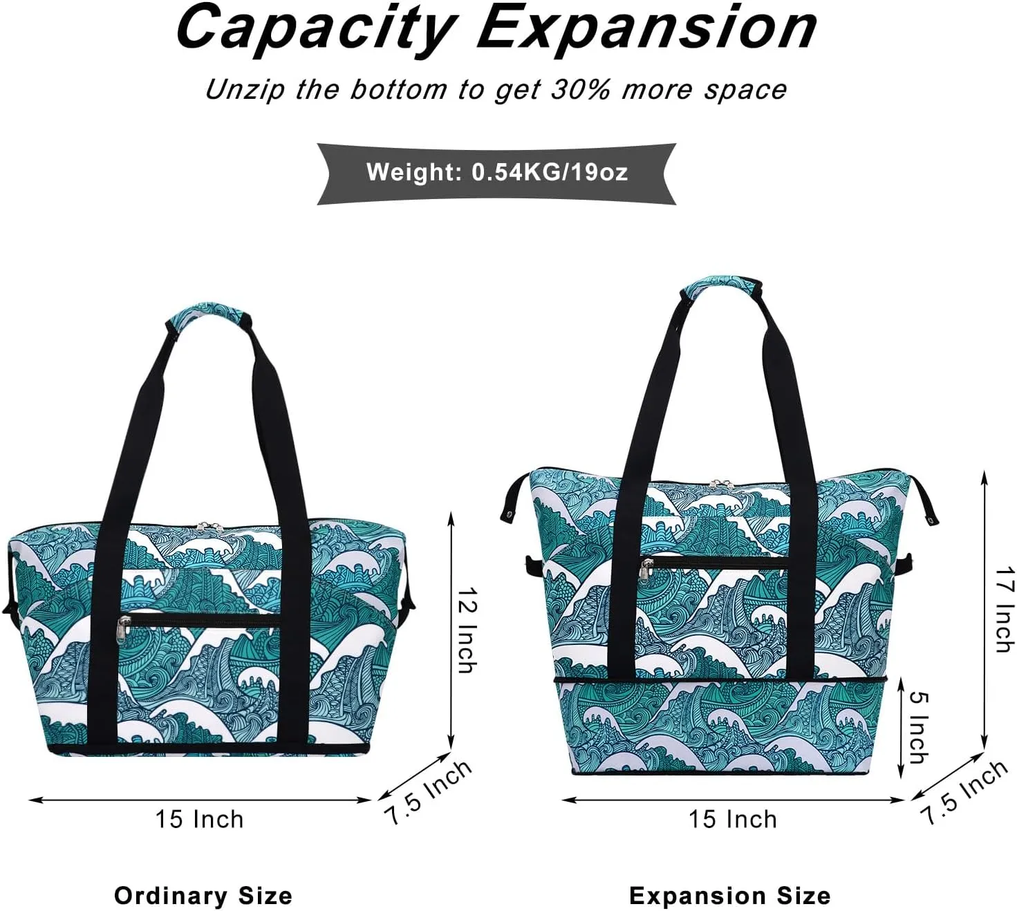 Expandable Duffel Bag for Women with Trolley Sleeve/Wet Pocket Weekender Travel Tote Large Carry On Overnight Luggage