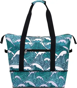Expandable Duffel Bag for Women with Trolley Sleeve/Wet Pocket Weekender Travel Tote Large Carry On Overnight Luggage