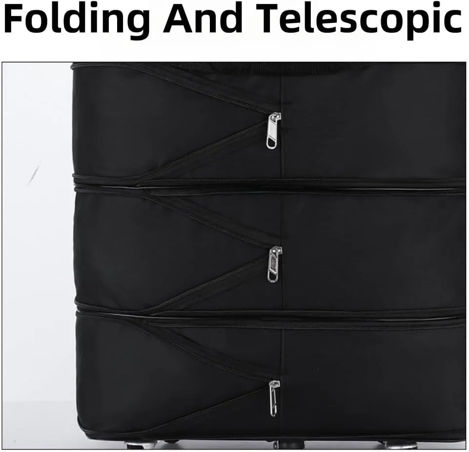 Expandable Duffle Bag, Foldable Luggage, Rolling Duffle Bag with Universal Wheels, Duffel Travel Bag Large Capacity for Women Men, Waterproof Lightweight Traveling Oxford Suitcase